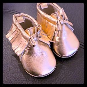 Baby soft gold moccasins